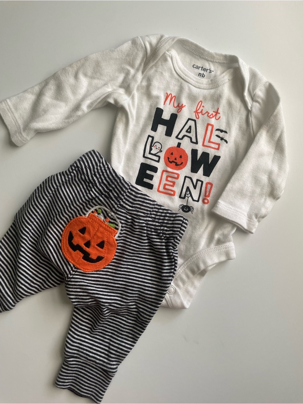 Carter's Baby 'My First Halloween' Bodysuit & Striped Pumpkin Butt Pants